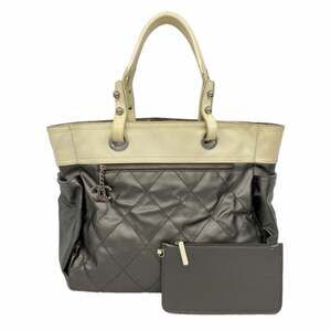 CHANEL Cream Leather Tote Bag